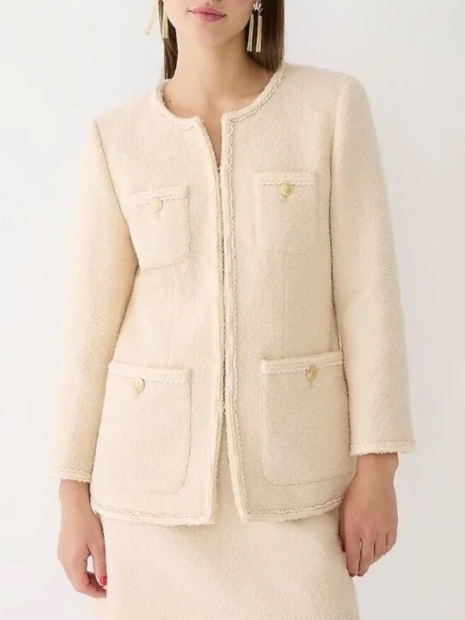 J.Crew Long Lady Jacket In Powder Wool-Blend Boucle 2